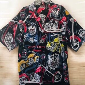 Orange County Choppers Men's Cycling Graphic Button Down Shirt Size L Like New